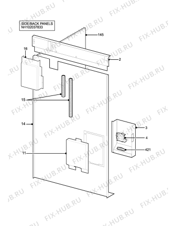 Взрыв-схема плиты (духовки) Tricity Bendix CSIE510BU - Схема узла H10 Side/Back Panel